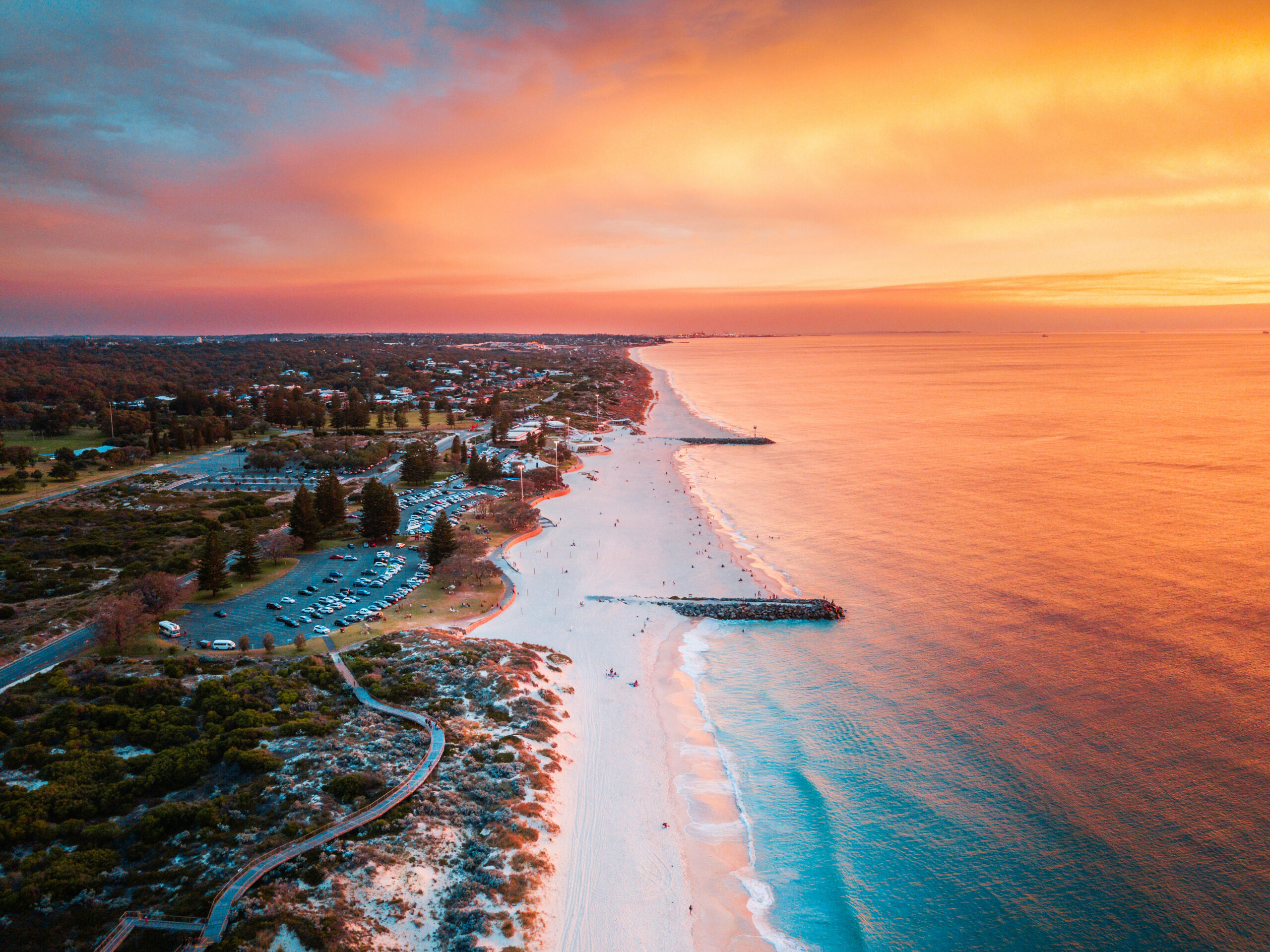 City Beach Cottesloe zum Sonnenuntergang, Perth, Western Australia