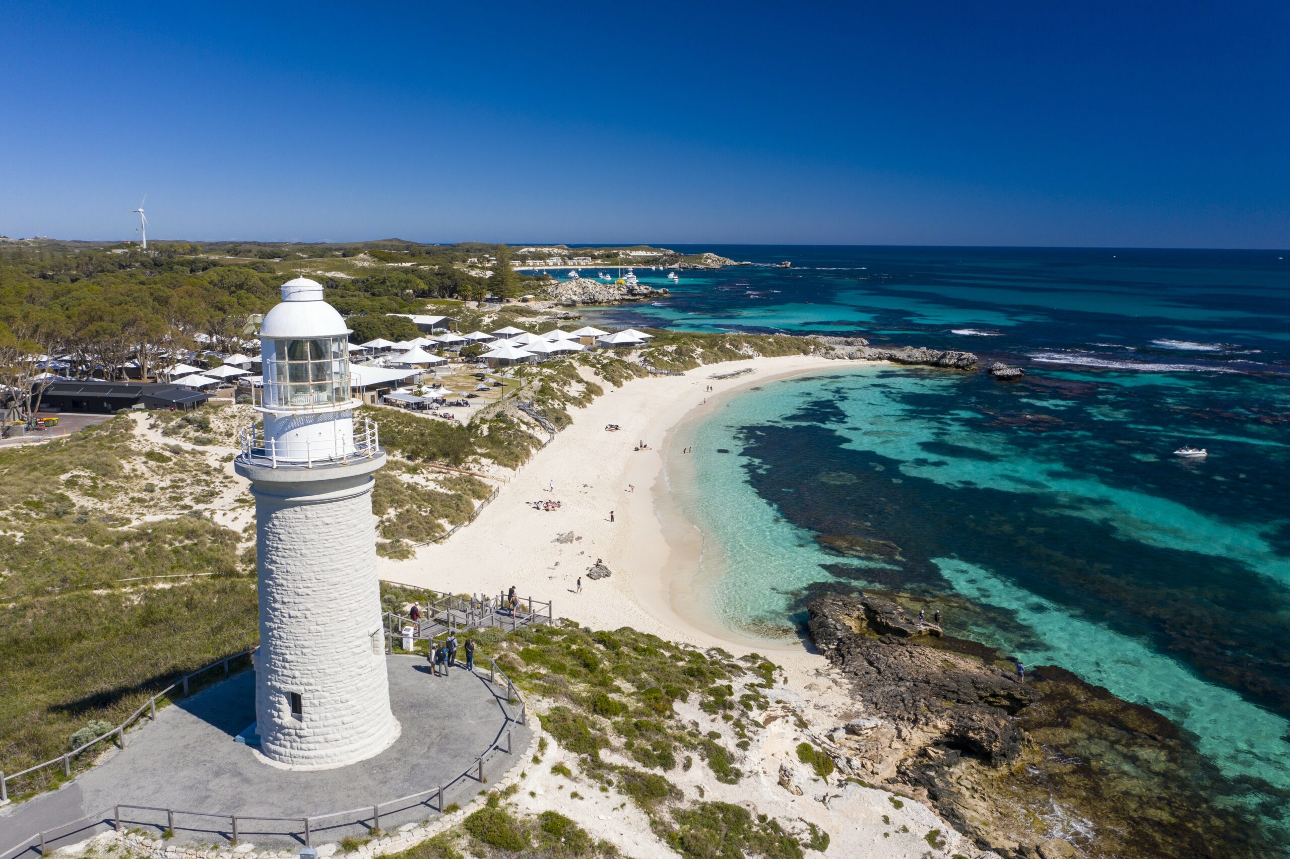 Luftaufnahme Leuchtturm auf Rottnest Island, Westaustralien