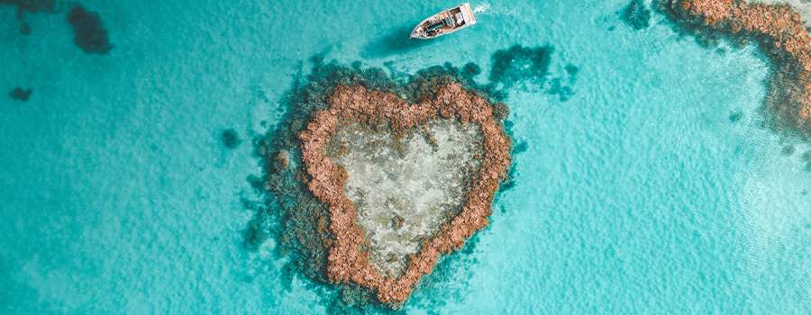 Herzriff im Great Barrier Reef von oben, Queensland