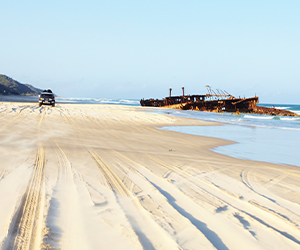 Off-road Strecke am Strand von Fraser Island, Fraser Coast