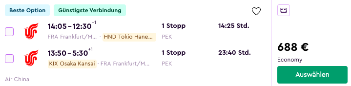 Günstige Flüge nach Japan ab Frankfurt mit Air China